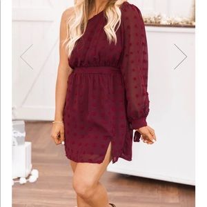 BN One Shoulder Maroon Dress